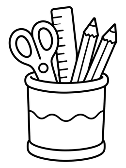 Free printable Desk Organizer With School Supplies coloring page