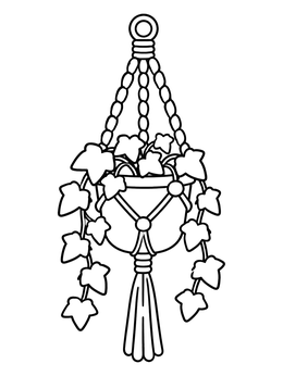 Free printable Hanging Macrame Plant With Ivy coloring page