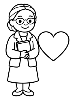 Free printable Rosa Parks With Book And Heart coloring page
