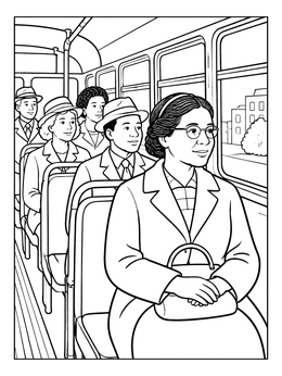 Free printable Rosa Parks On The City Bus coloring page