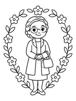 Free printable Rosa Parks With Floral Frame coloring page