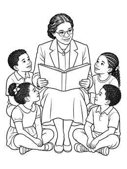 Free printable Rosa Parks Reading To Children coloring page