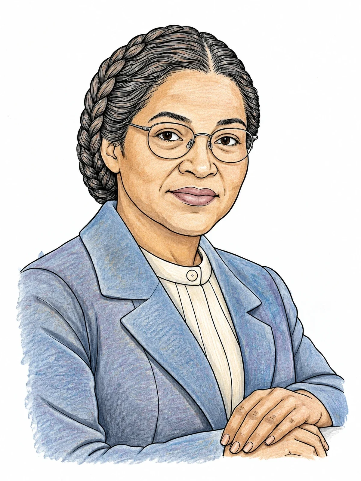 Colored example of the Rosa Parks Realistic Portrait coloring page