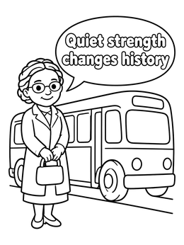 Free printable Rosa Parks Standing By The Bus coloring page