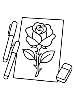 Free printable Rose Drawing With Pens And Eraser coloring page