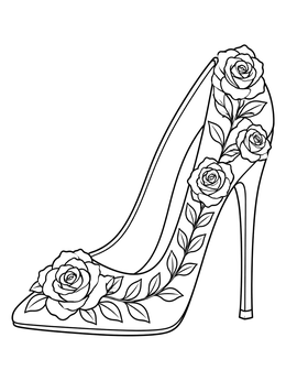 Free printable Rose Vine High Heel Stiletto coloring page