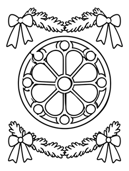 Free printable Rose Window With Festive Garlands coloring page