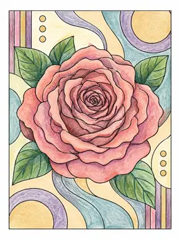Rose Pattern Coloring Sheets Blooming Rose With Geometric Patterns – Roses Coloring Page