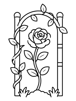 Free printable Garden Rose On Wooden Trellis coloring page