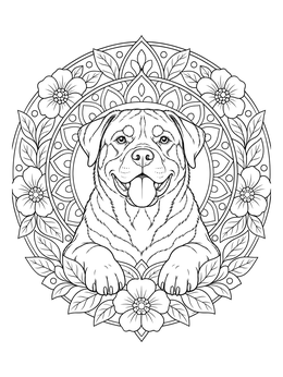 Free printable Rottweiler In Floral Mandala coloring page