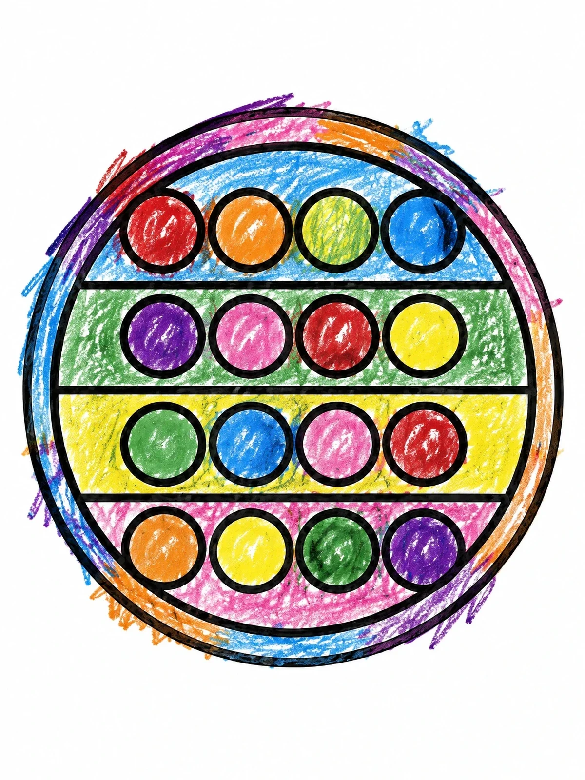 Colored example of the Round Pop It Fidget Toy coloring page