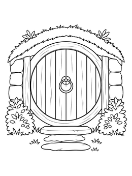 Free printable Round Wooden Hobbit Door coloring page