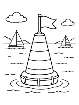 Free printable Floating Regatta Buoy On Water coloring page