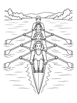 Free printable Rowing Team In A Quad Scull coloring page