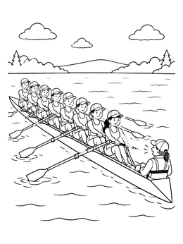 Free printable Rowing Team With Coxswain coloring page