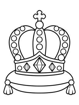 Free printable Royal Crown On Soft Cushion coloring page