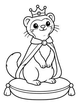 Free printable Royal Ferret On A Throne Cushion coloring page