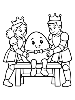 Free printable Royal Helpers Steadying Humpty Dumpty coloring page