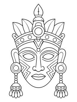 Free printable Ornate Royal Inca Ceremonial Mask coloring page