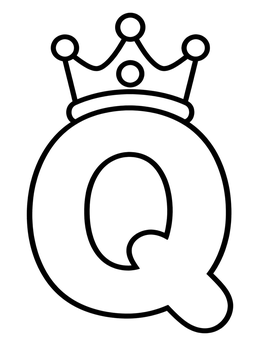 Free printable Royal Letter Q With Crown coloring page