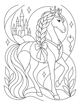 Free printable Royal Princess Horse With Braided Mane coloring page