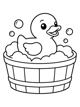 Free printable Rubber Duck In A Wooden Tub coloring page