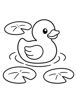 Free printable Rubber Ducky In Pond With Lilies coloring page