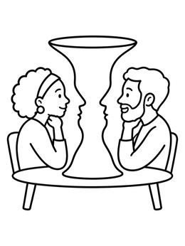 Free printable Rubin Vase Optical Illusion coloring page