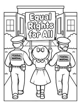 Free printable Ruby Bridges Escorted To School coloring page
