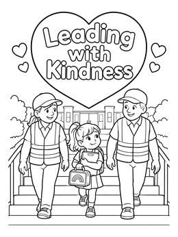 Free printable Leading With Kindness School Walk coloring page