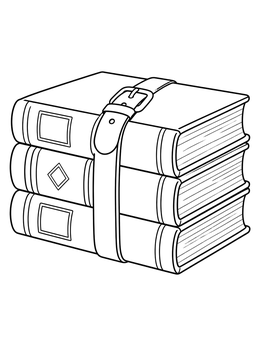 Free printable Vintage Schoolbooks With Leather Strap coloring page