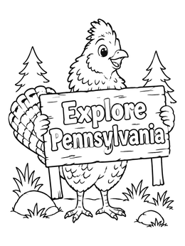 Free printable Ruffed Grouse Holding Pennsylvania Sign coloring page