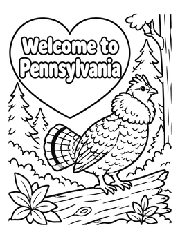 Free printable Ruffed Grouse In Pennsylvania Forest coloring page