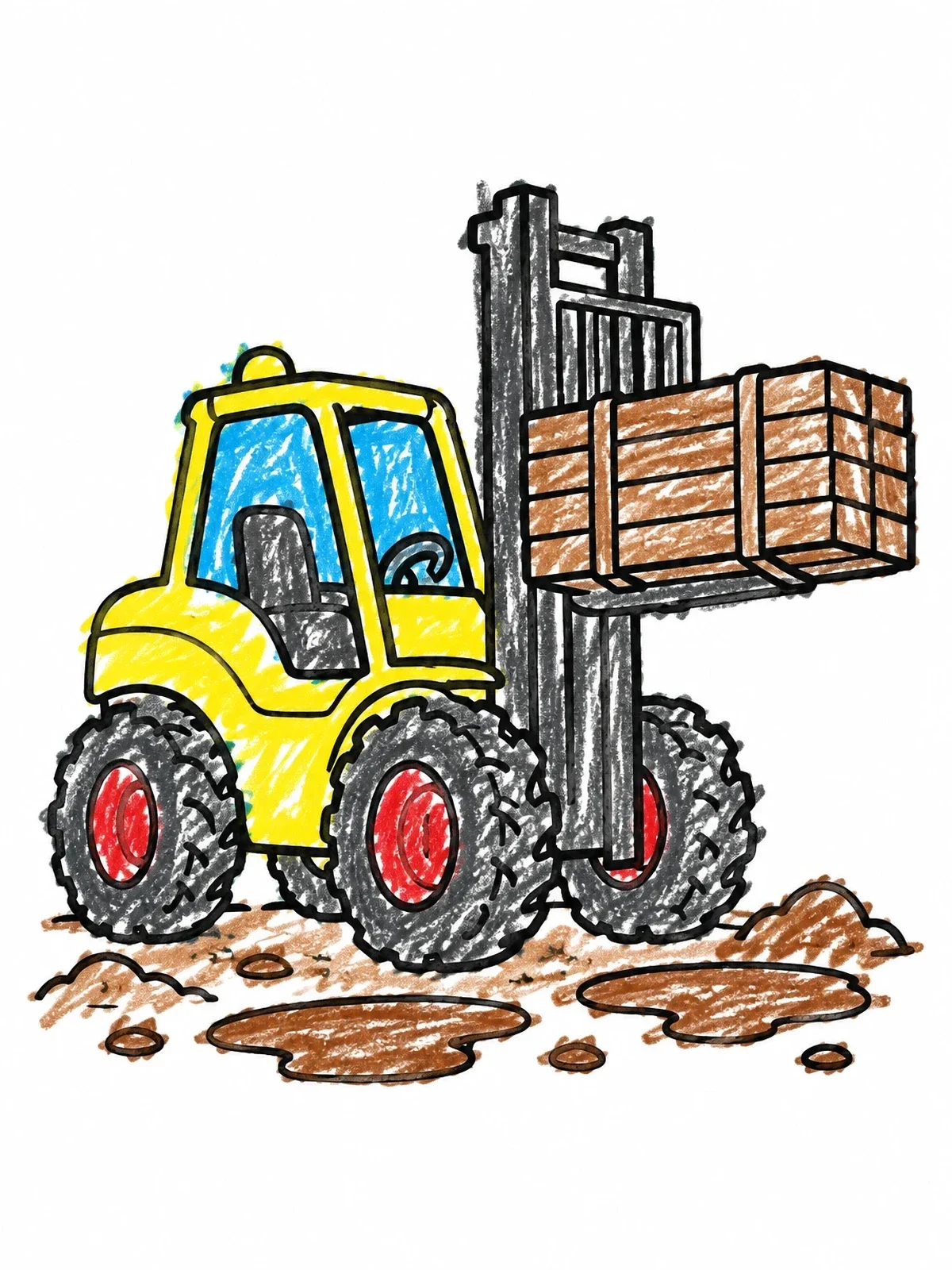 Colored example of the Heavy Duty Construction Forklift coloring page
