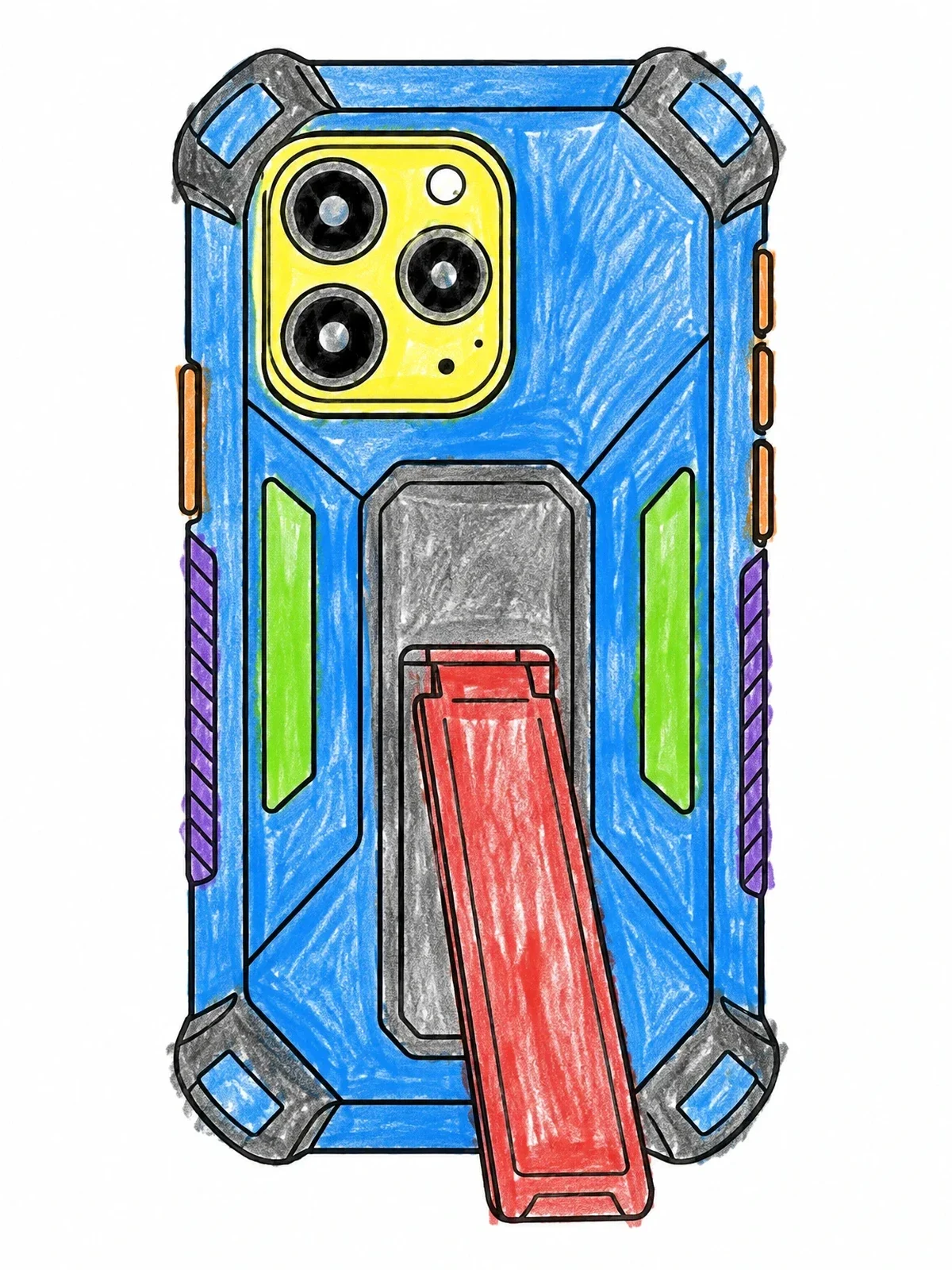 Colored example of the Rugged Phone Case With Kickstand coloring page