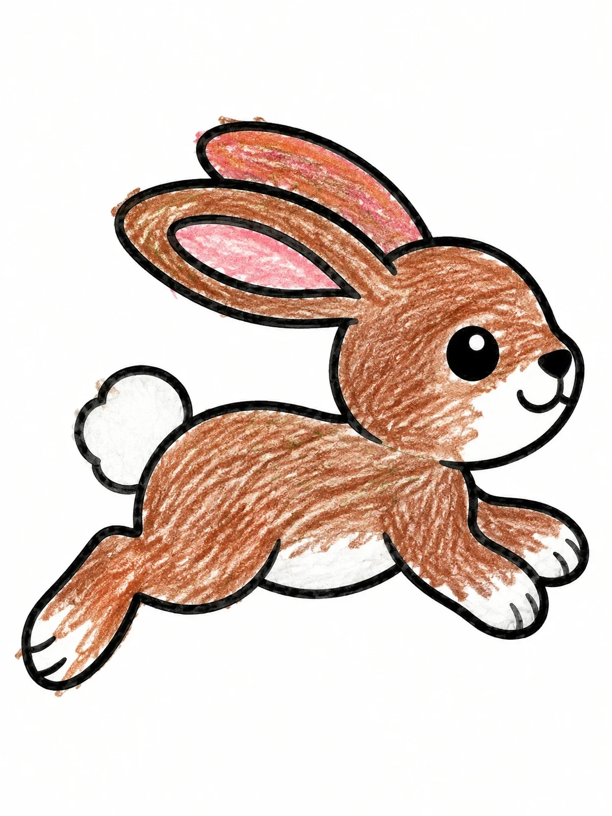 Colored example of the Cute Bunny Hopping Mid Air coloring page