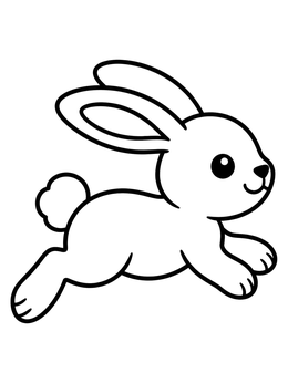 Free printable Cute Bunny Hopping Mid Air coloring page