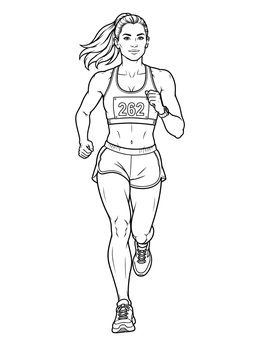 Free printable Female Marathon Runner In Motion coloring page