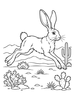 Free printable Jackrabbit Leaping Across The Desert coloring page