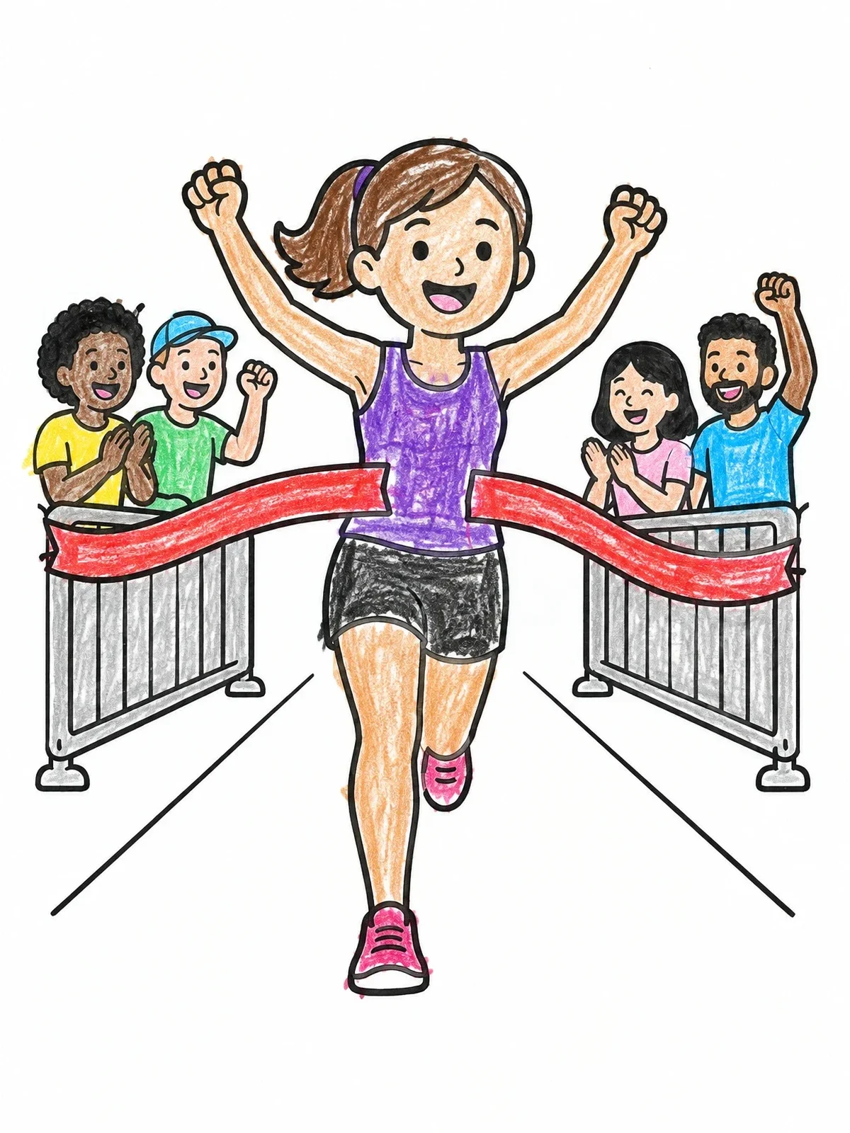 Colored example of the Runner Crossing The Finish Line coloring page