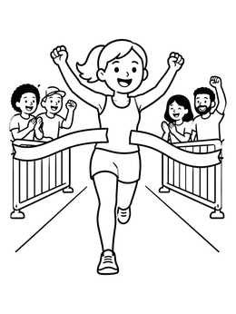Free printable Runner Crossing The Finish Line coloring page
