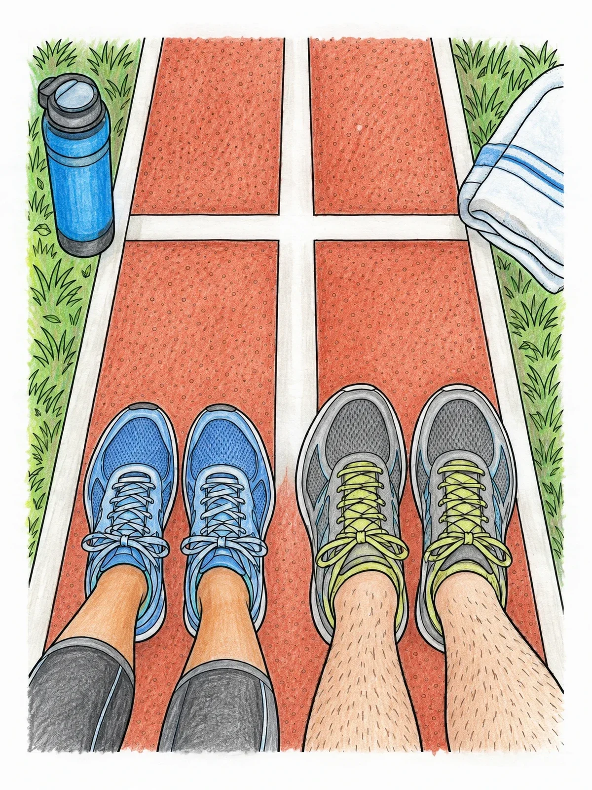 Colored example of the Runners At The Starting Line coloring page