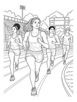 Free printable Track And Field Runners On The Course coloring page