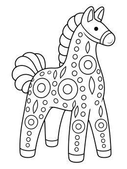 A decorative folk toy pony in this Russia coloring page.