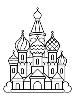 Free printable Saint Basil Cathedral With Onion Domes coloring page