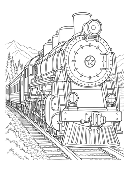 A classic steam train journeys on this russia coloring page.