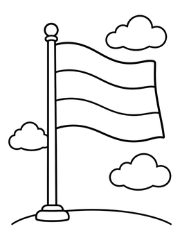 Free printable Russian Flag On Flagpole coloring page
