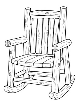 Free printable Rustic Wooden Log Rocking Chair coloring page