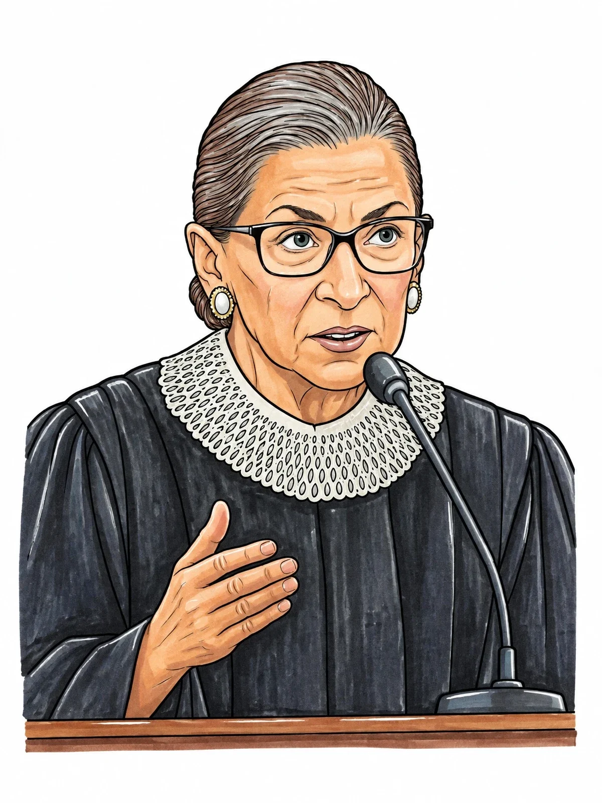 Colored example of the Ruth Bader Ginsburg Speaking In Court coloring page