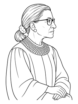 Free printable Ruth Bader Ginsburg Profile Portrait coloring page